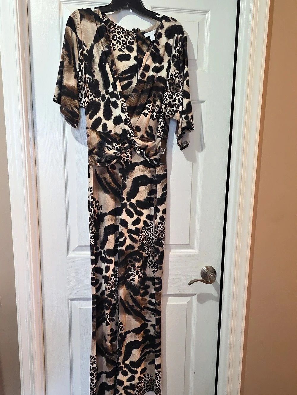 New York & Company Women's Animal Print Jumpsuit in Brown & Black